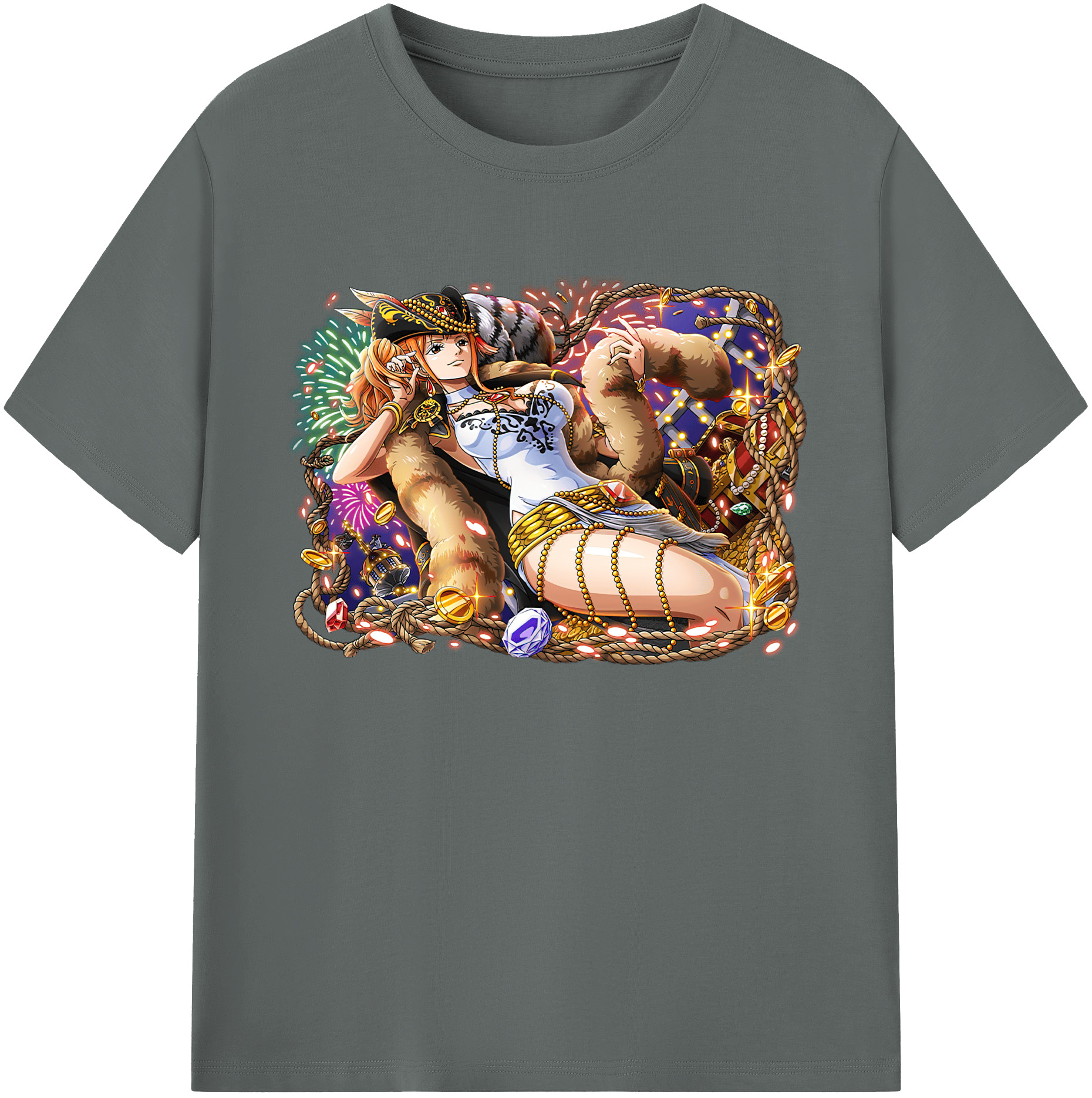 （画像用） ワンピース ナミ ONE PIECE Nami 綿100％ メンズ半袖Tシャツ｜肌触りやわらか＆通気性